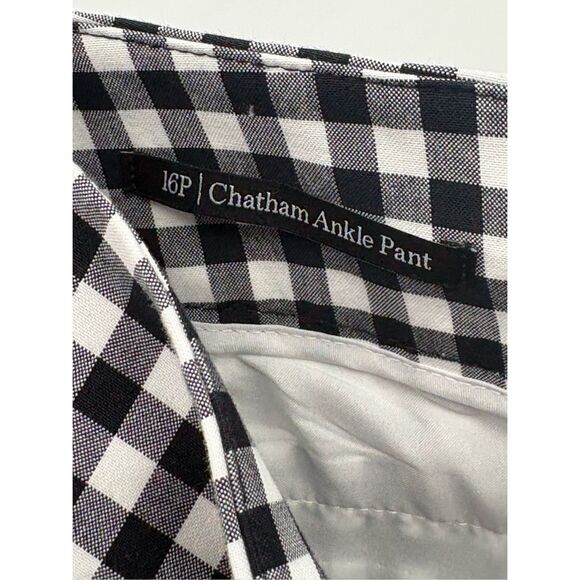 Talbots Pants Chatham Ankle Women 16 Petite Dark Navy Blue White Check Gingham - Picture 10 of 13